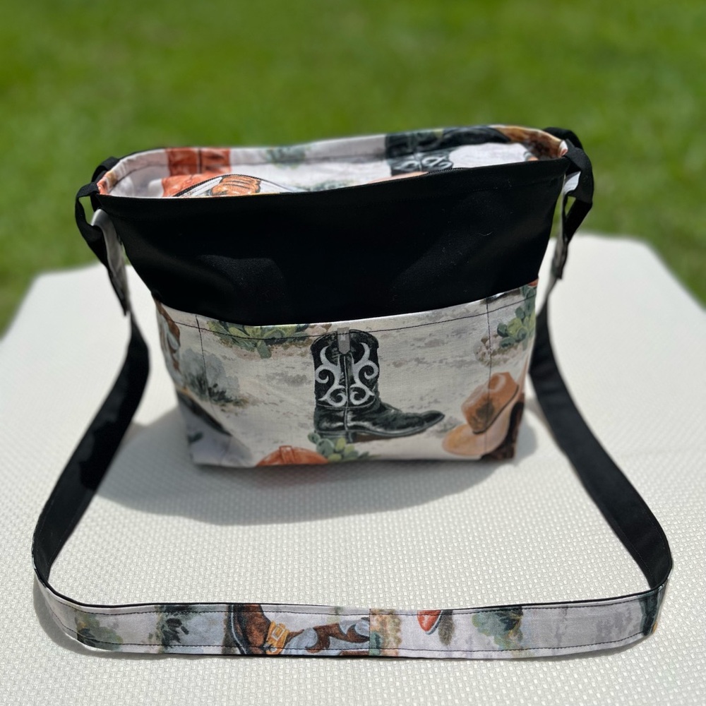 Cowboy boots and hats handmade cotton purse.